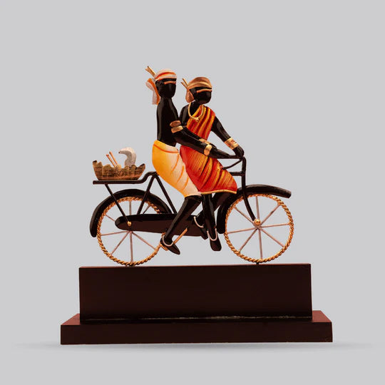 Tribal Couple on Cycle Table Top Artifact – 9x10 Inches