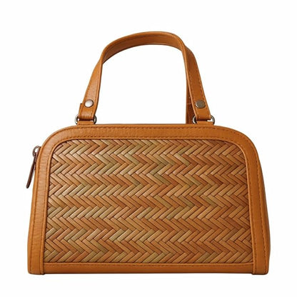 Kalaa Vibe Premium Woven Pattern Handbag for Women – Elegant Brown Faux Leather Shoulder & Tote Bag, Stylish Daily Use Purse with Durable Handles, Lightweight Design, Perfect for Casual, Office