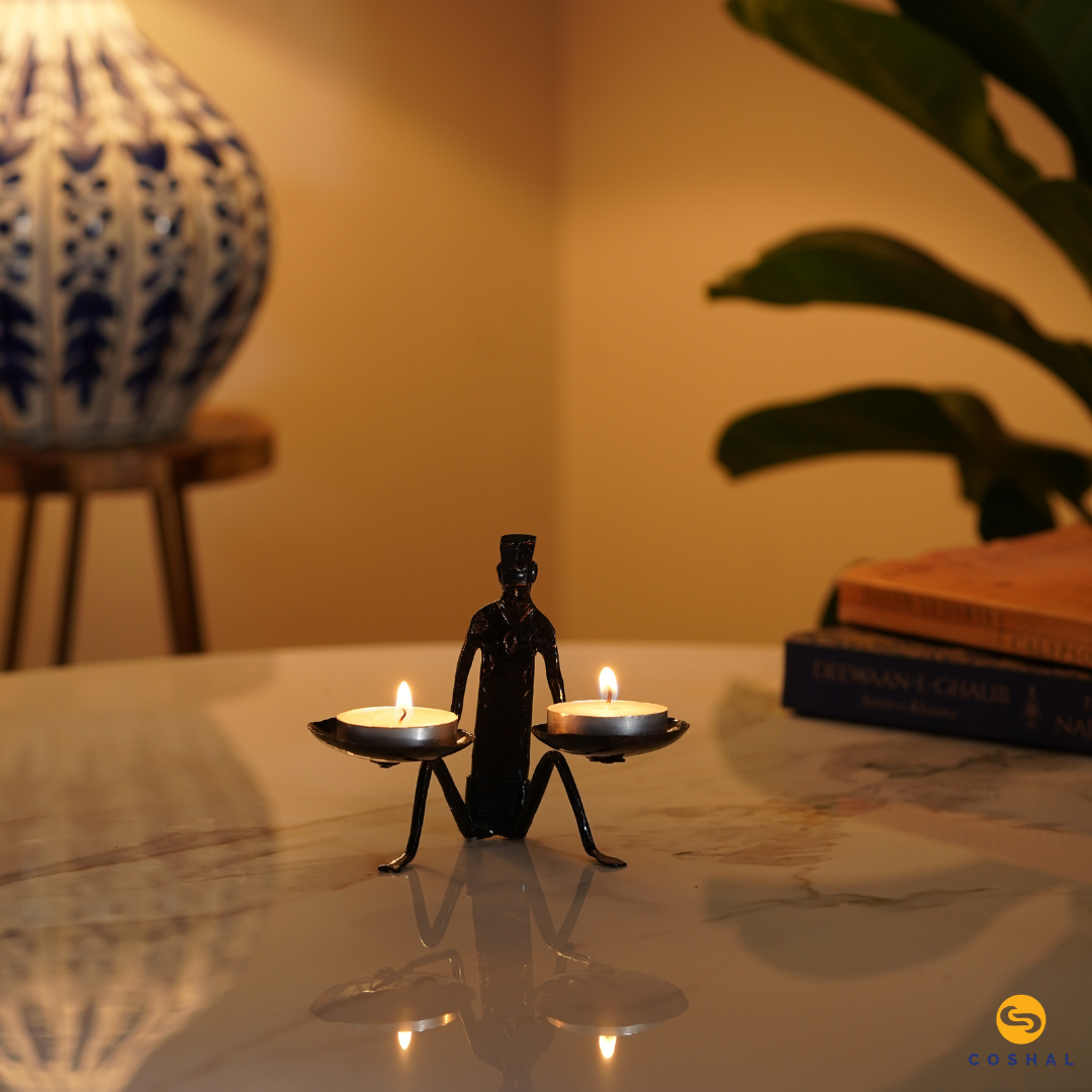 Candle Stand Tealight Holder | Wrought Iron | Gifting and Home Décor for Diwali | Coshal | CI13