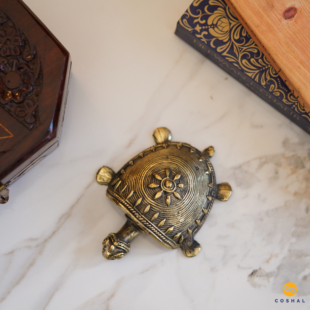 Handcrafted Brass Tortoise | Dhokra Brass Art | Best For attracting abundance | Coshal | CD10