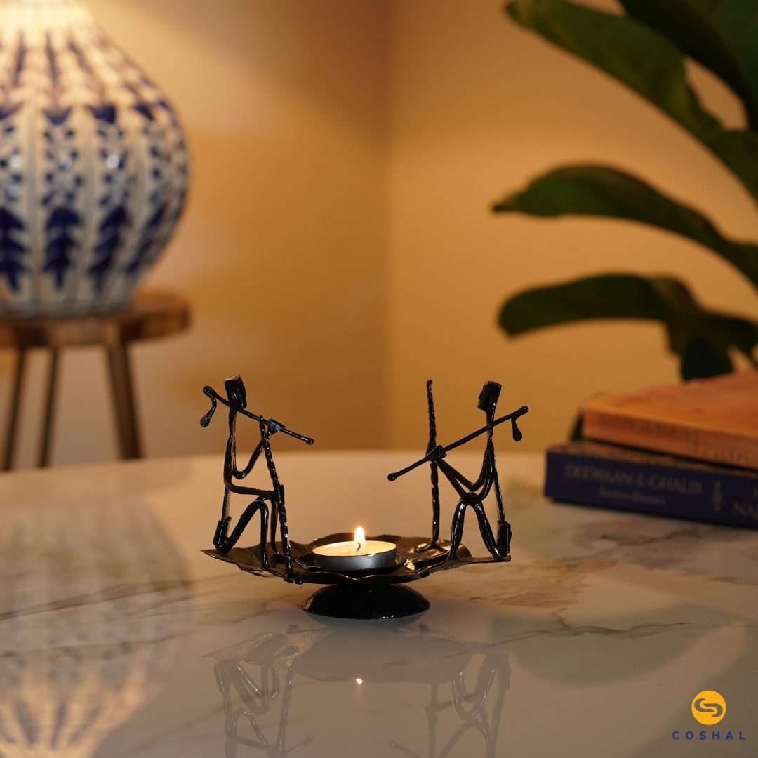 Tealight Candle Holder | Wrought Iron | Gifting & Home Décor for Diwali & Christmas | Coshal | CI12