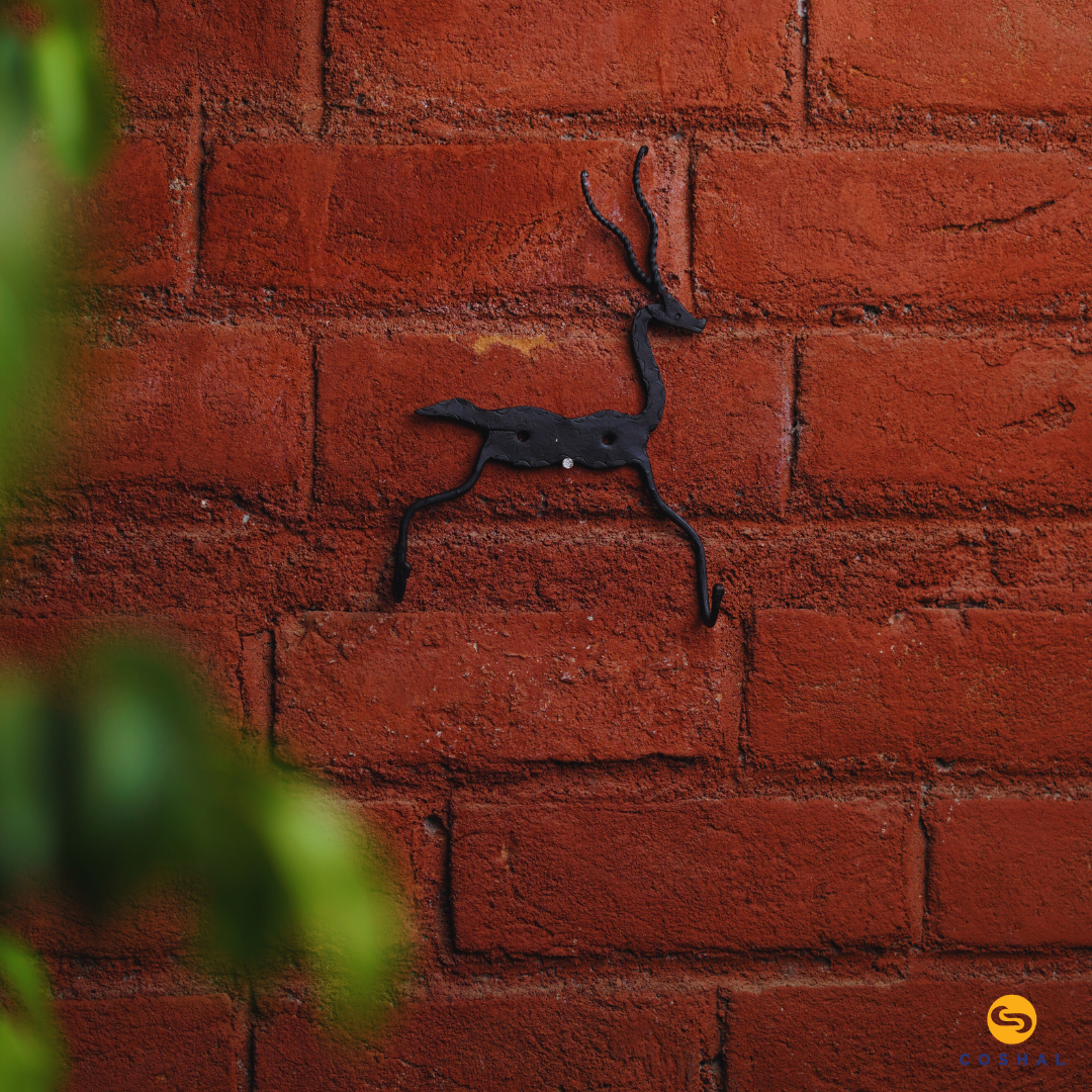 Tribal Designed Key Holder | 2 Hooks | Wrought Iron | Best for home decor | Coshal | CI18