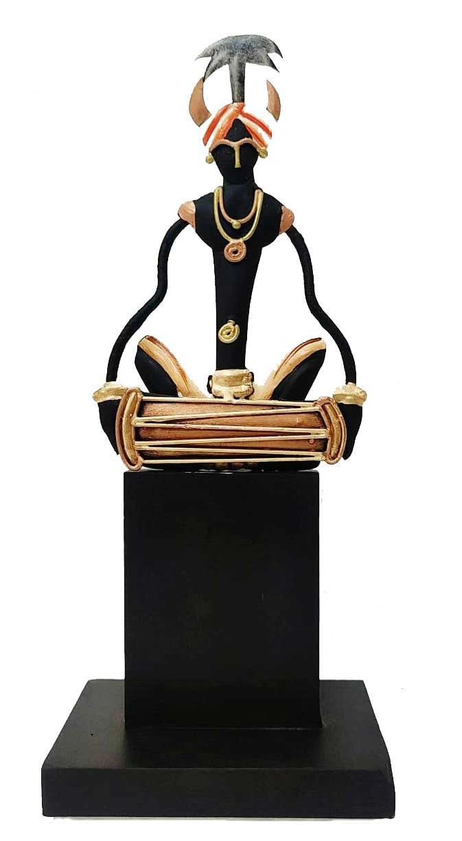 Tribal Man Playing Dholak Table Top