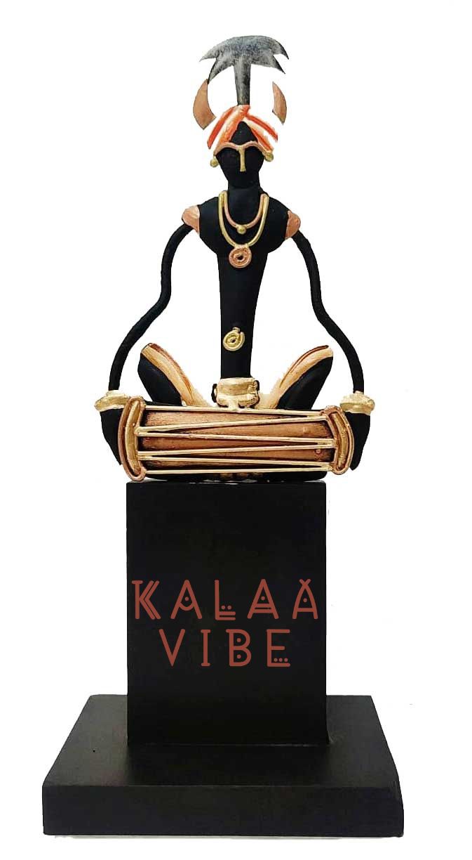 Tribal Man Playing Dholak Table Top