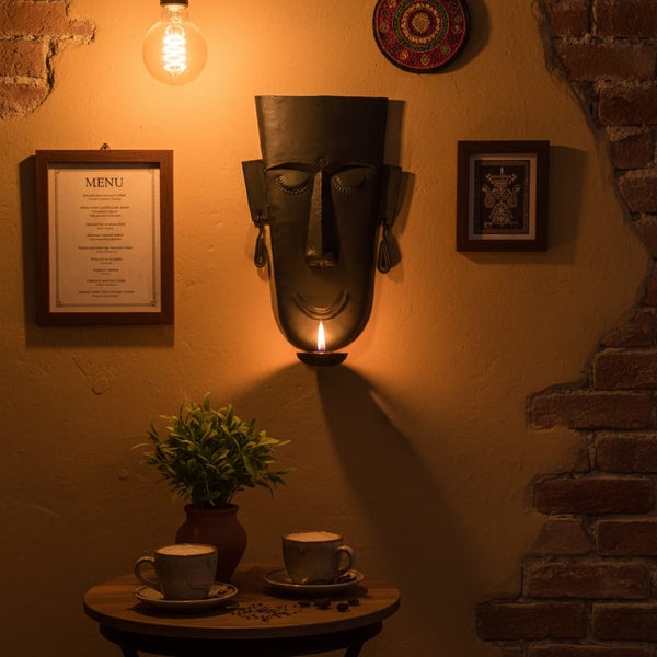 Iron Mask Diya Holder