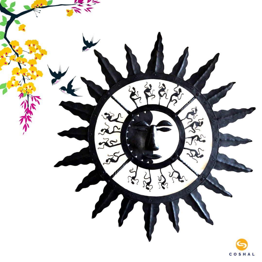 Wrought Iron Abstract Tribal Metal Sun and Moon | Coshal | CI42