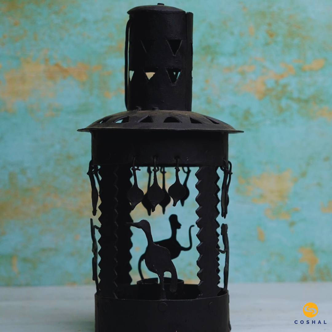 Wrought Iron Circular Lantern | Tribal Tealight Candle Holder | Coshal | CI33