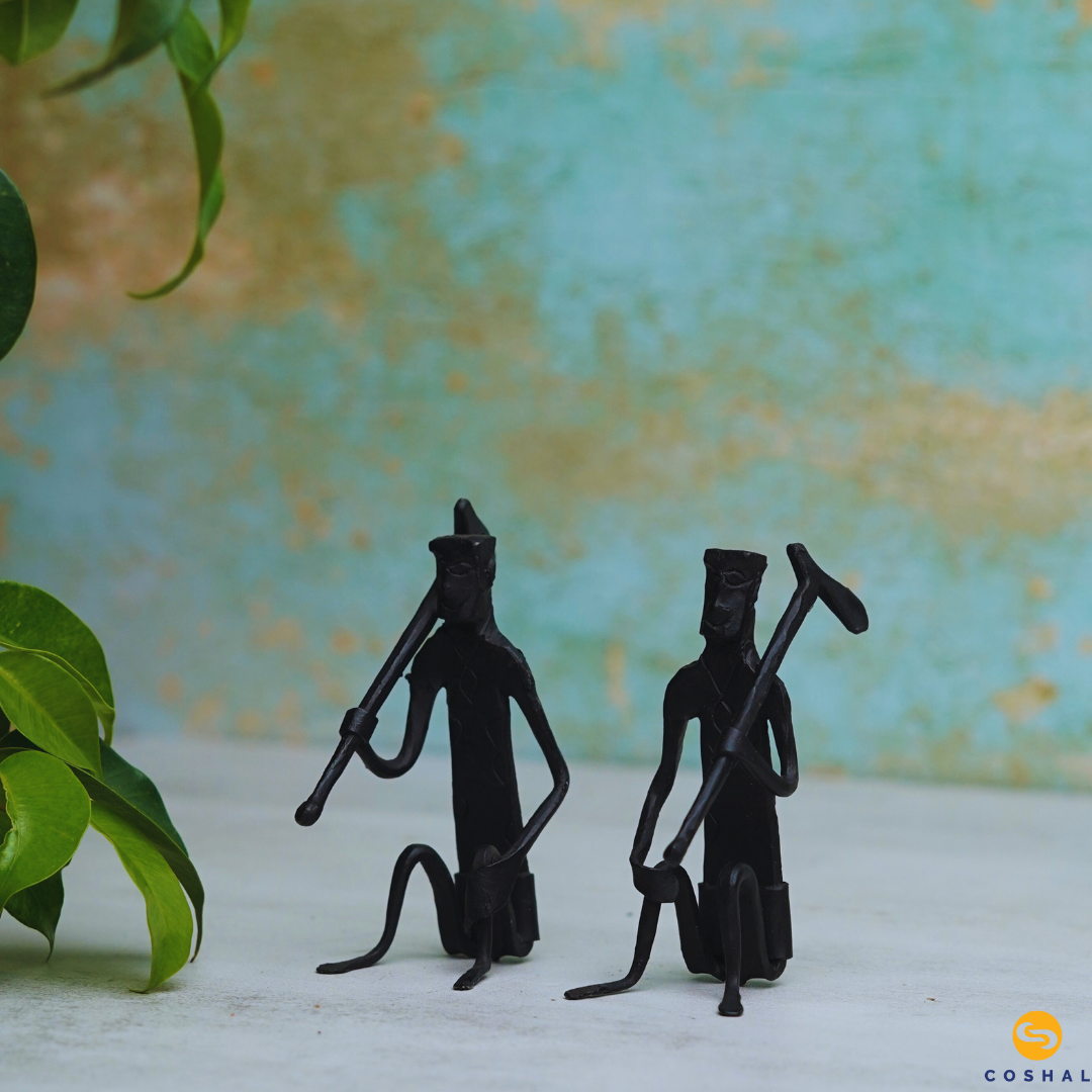 Wrought Iron metal Tribal Man set | Handmade Decorative Showpiece | Coshal | CI34
