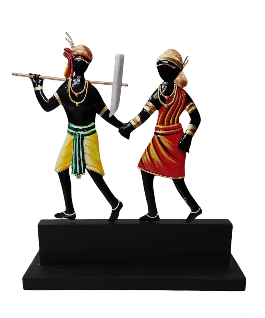 Walking Farmer Couple Wrought Iron Table Top Artifact