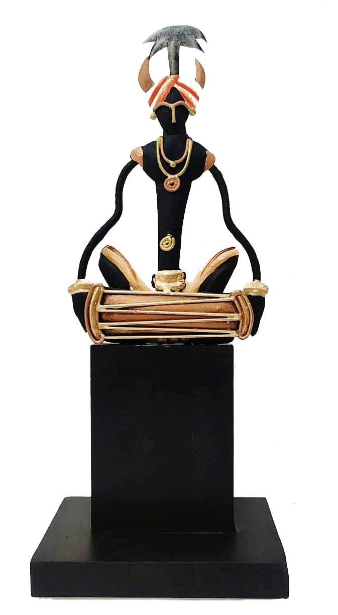 Tribal Man Playing Dholak Table Top