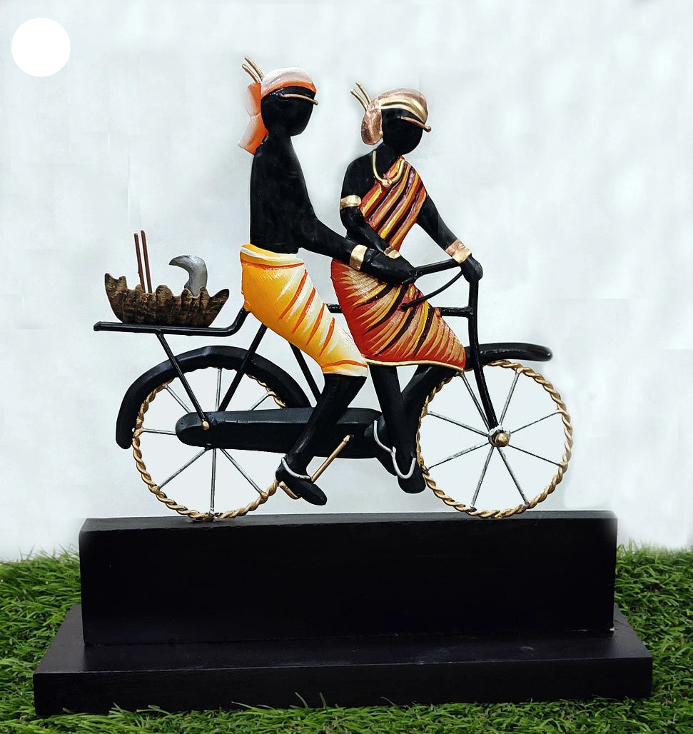 Tribal Couple on Cycle Table Top Artifact – 9x10 Inches